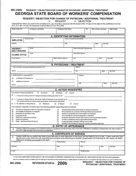 Workers' compensation form WC-200